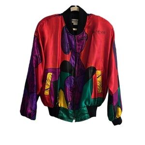 Women’s Vintage Picasso Colorful Abstract Bomber Jacket